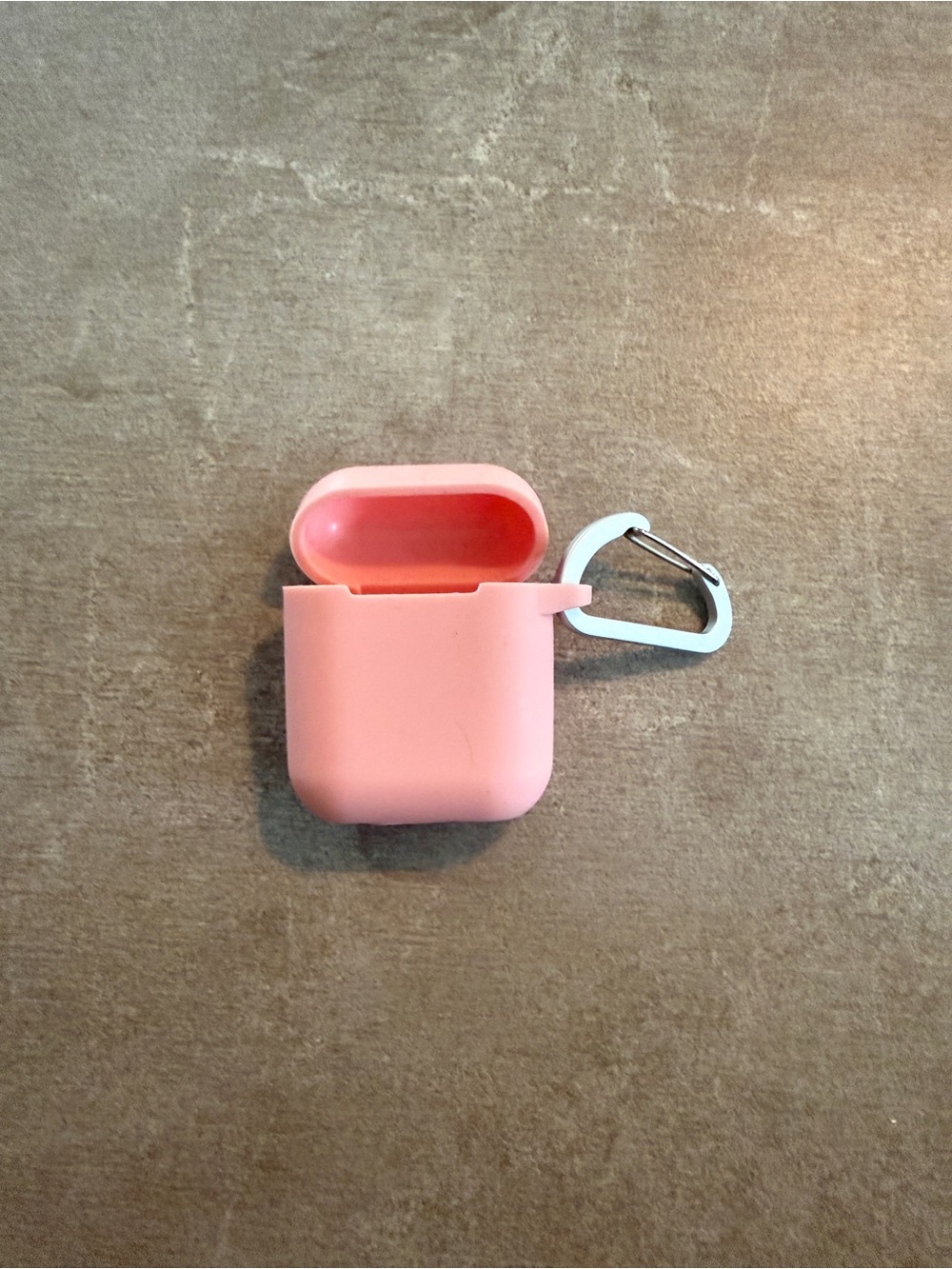 Amazon Pink Silicone Earbud Case with Silver Carabiner